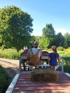Adrian and Eva out for a wagon ride